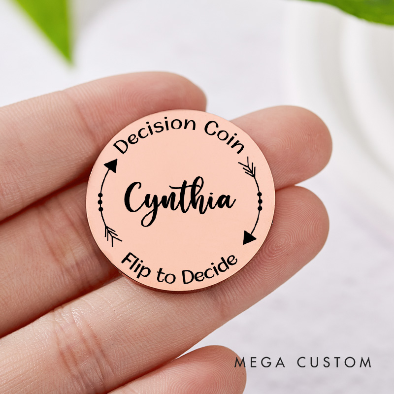Personalized Couple Name with Arrow Decision Coin Custom Newlyweds Flip to Decide Coin Valentine's Day Gift for Boyfriend Girlfriend Husband Wife