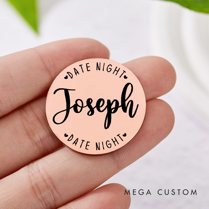 Personalized Couple Name Decision Coin Newlyweds Date Night Flip to Decide Coin with Heart Valentine's Day Gift for Boyfriend Girlfriend Husband Wife