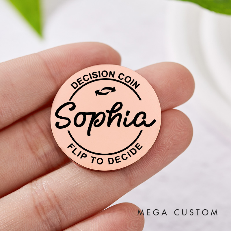Personalized Funny Couple Name Decision Coin Newlyweds Flip to Decide Coin with Arrow Valentine's Day Gift for Boyfriend Girlfriend Husband Wife