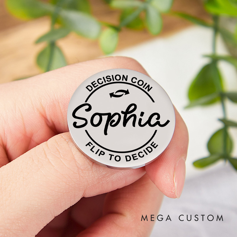 Personalized Funny Couple Name Decision Coin Newlyweds Flip to Decide Coin with Arrow Valentine's Day Gift for Boyfriend Girlfriend Husband Wife