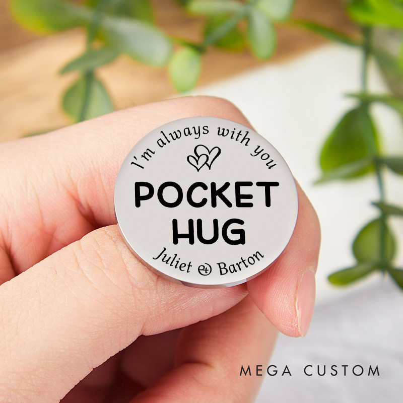 Personalized Couple Pocket Hug Decision Coin Newlyweds I’m Always with You with Heart Coin Valentine's Day Gift for Boyfriend Girlfriend Husband Wife
