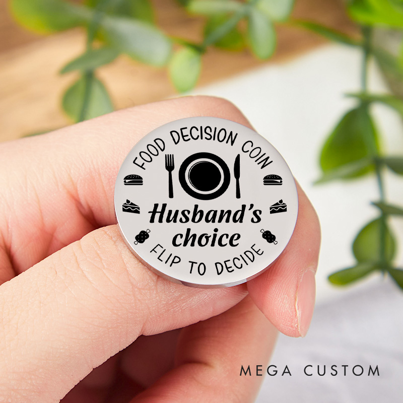 Personalized Couple Food Decision Coin with Name Newlyweds Whose Choice Flip to Decide Coin Valentine's Day Gift for Boyfriend Girlfriend Husband Wife