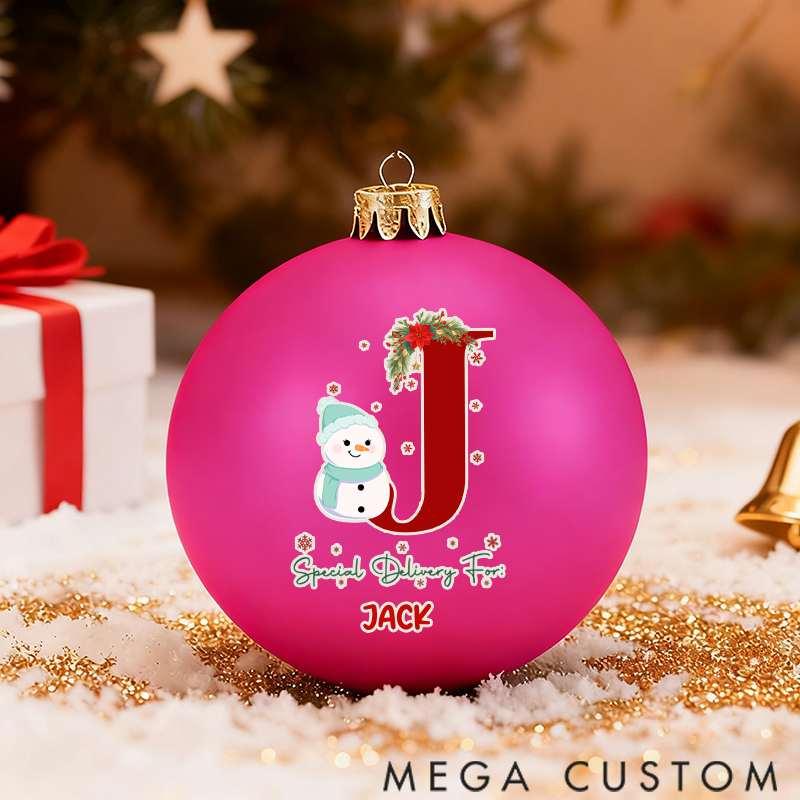 Personalized Christmas Ball Ornament Christmas Snowman Flower Pattern Letter Design