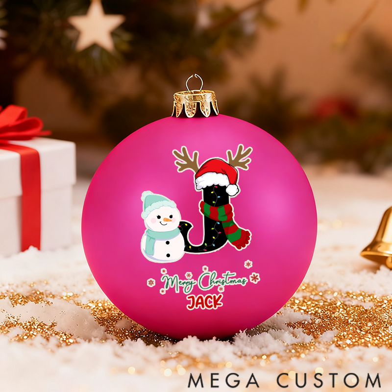 Personalized Christmas Ball Ornament Christmas Snowman Pattern Letter Design