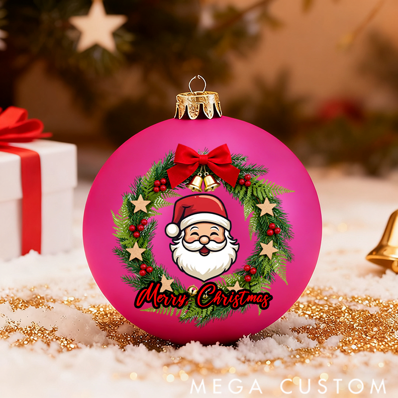 Personalized Christmas Ball Ornament Christmas Wreath Pattern Customizable Text