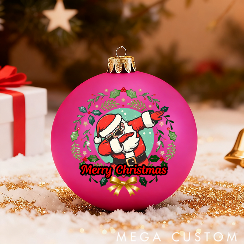 Personalized Christmas Ball Ornament Cool Santa Claus Wishes You Merry Christmas