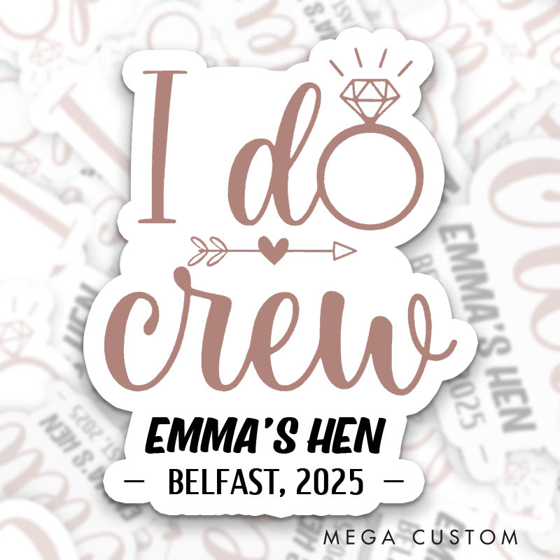 Personalized Bride with Diamond Arrow Sticker Bridesmaid I Do Crew Sticker Team Bride Wedding Hen Party Sticker Bride Squad Bachelorette Party