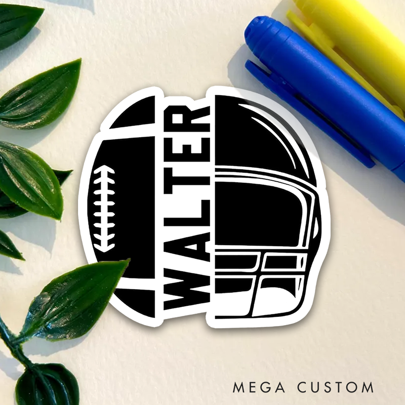Personalized American Football Sticker with Custom Player Number, Sports Decal