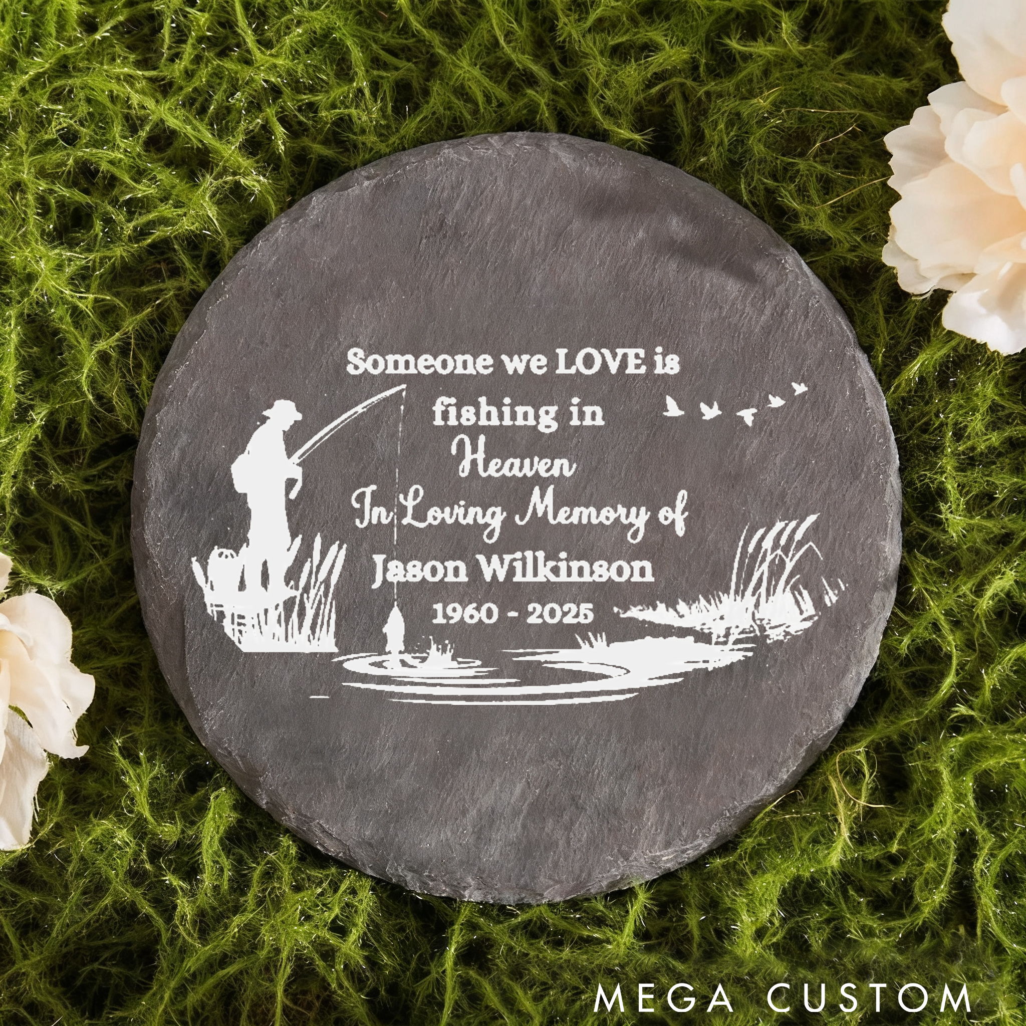 Personalized Fishing Memorial Garden Stone Sympathy Gift Tribute for Loved Ones Unique Keepsake for Anglers Indoor or Outdoor Display