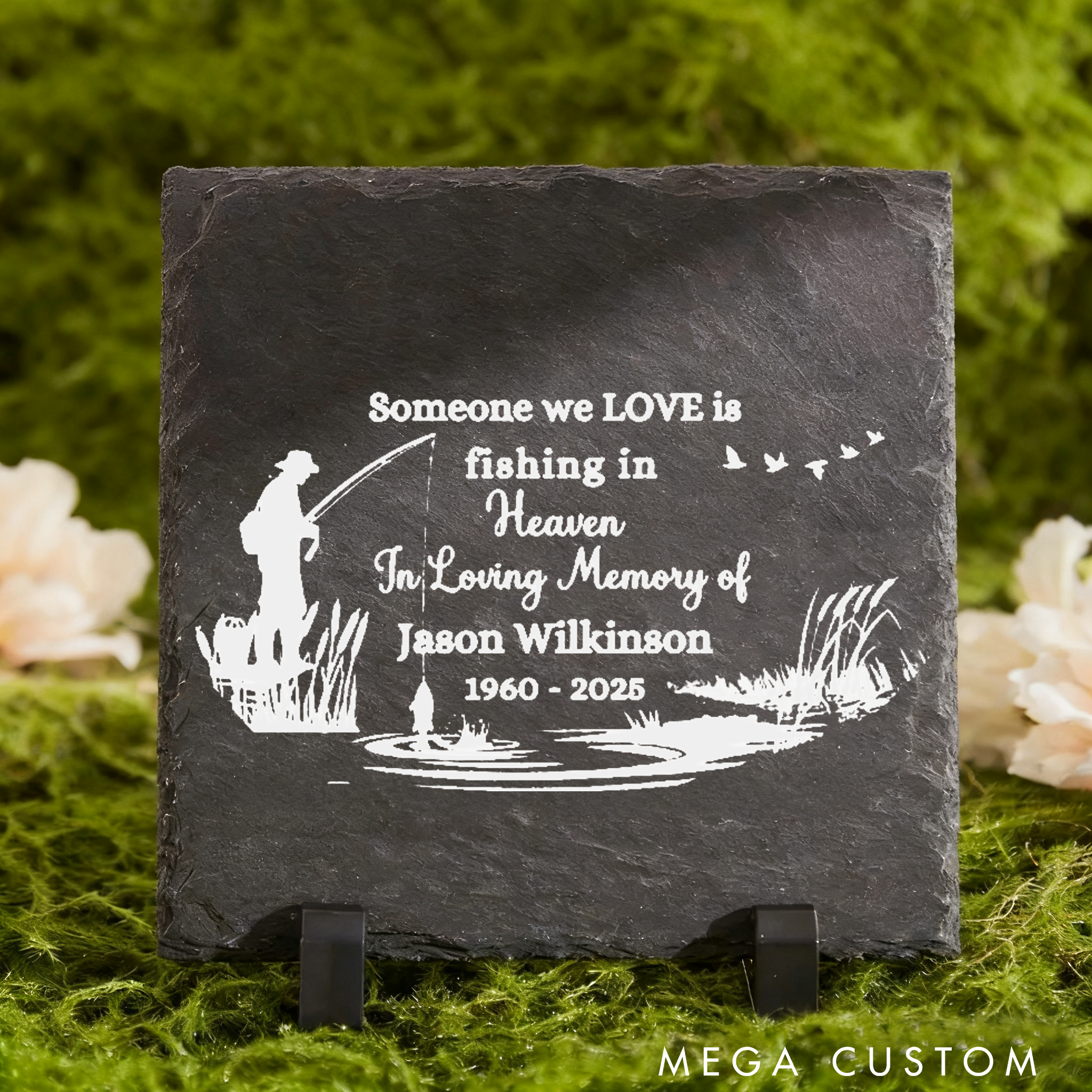 Personalized Fishing Memorial Garden Stone Sympathy Gift Tribute for Loved Ones Unique Keepsake for Anglers Indoor or Outdoor Display