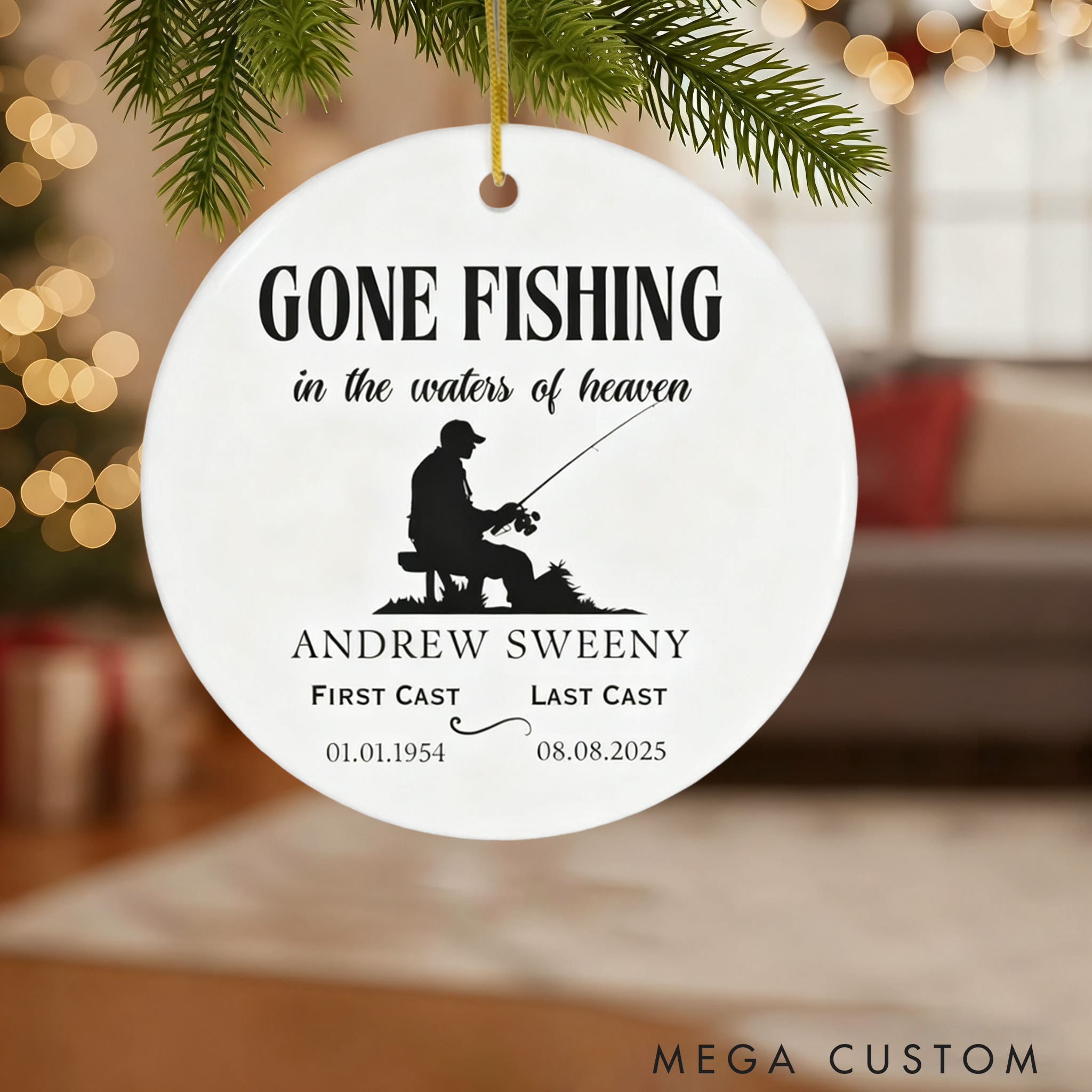 Personalized Remembrance Ornament Fishing in Heaven Memorial Ornament Fisherman Memorial Sympathy Bereavement Gift Condolence Gift