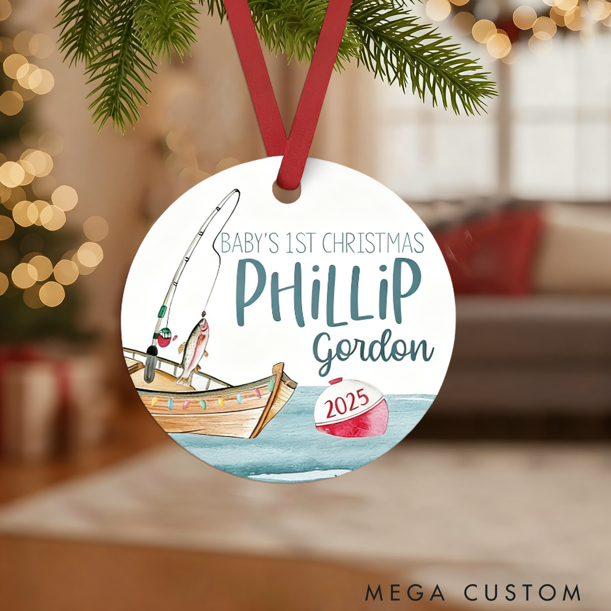 Personalized Baby Christmas Ornament Fishing Baby Christmas Ornament Fisherman Baby Boy Ornament Holiday Baby Ornament