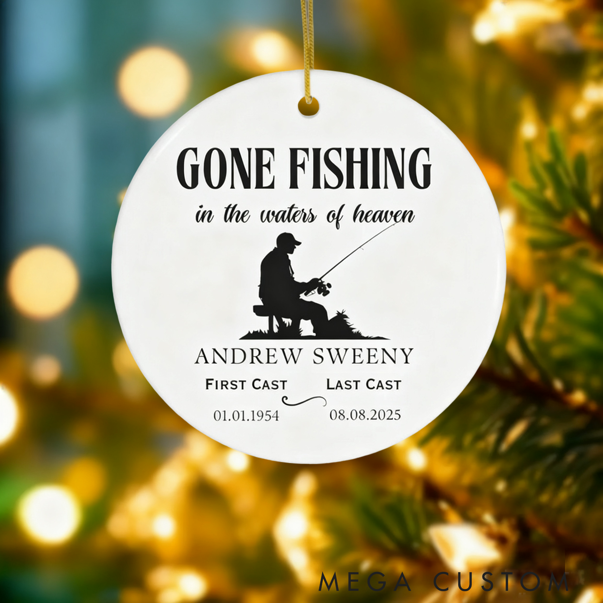 Personalized Remembrance Ornament Fishing in Heaven Memorial Ornament Fisherman Memorial Sympathy Bereavement Gift Condolence Gift