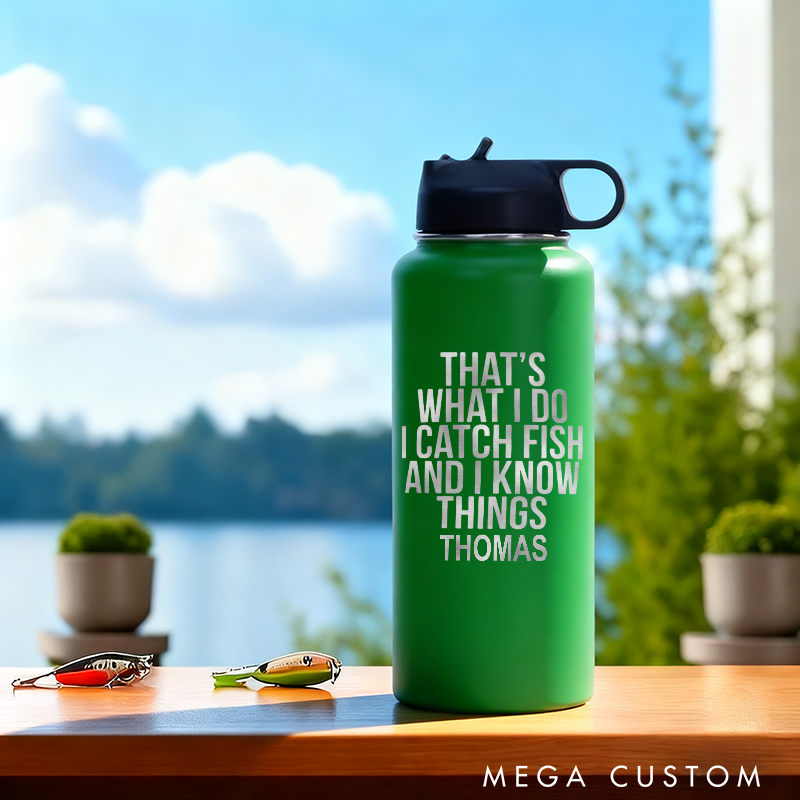 Personalized Fishing Insulated Bottle with Funny Quote Design Fishing Tumbler Fishing Gifts for Men Keeps Drinks Hot or Cold Perfect for Fishing Lover