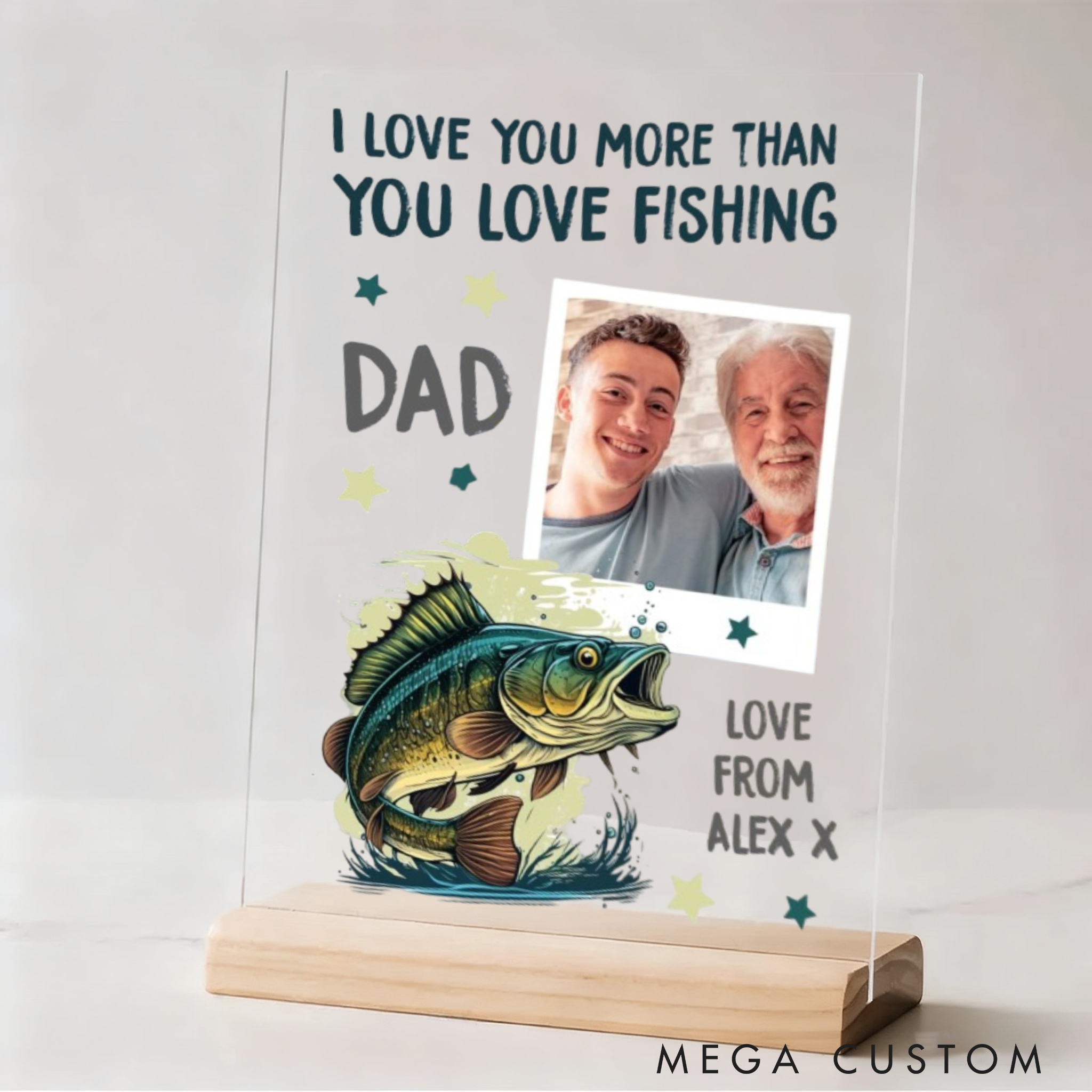 Personalized Acrylic Plaque Fishing Gift Fishing Photo Unique Gift for Dad Perfect for Father's Day Birthday or Special Occasion