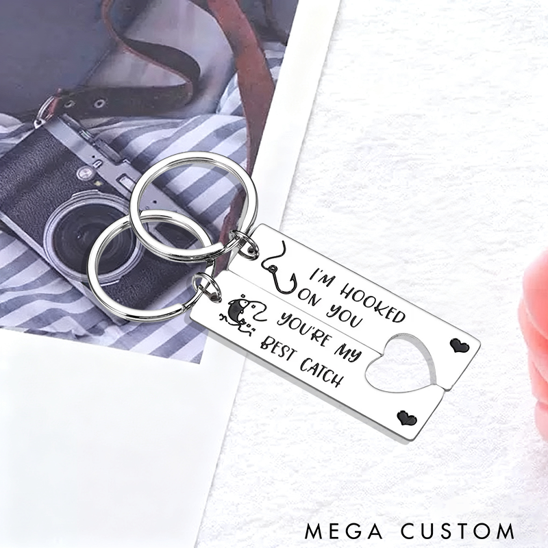 Personalized Couples Fishing Keychains Valentines Day Gifts Custom Keychains Anniversary Gift Romantic Gift for Couples Perfect for Fishermen or Loved Ones