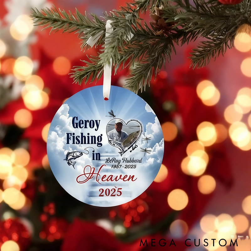 Personalized Memorial Ornament Gone Fishing In Heaven Ornament Memory Christmas Ornament Perfect Gift for Fishing Lover