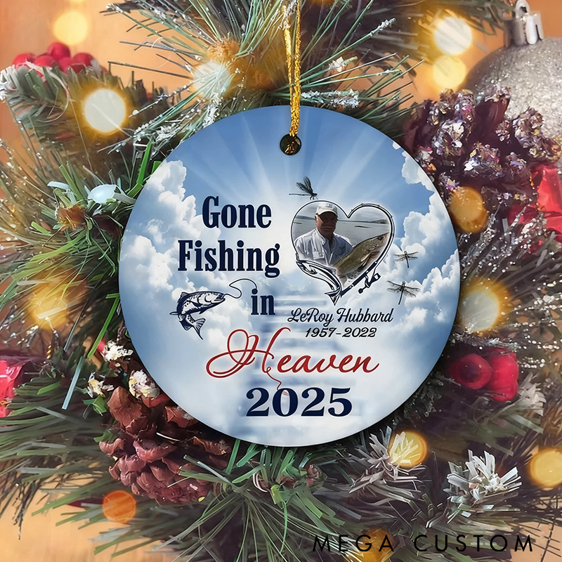 Personalized Memorial Ornament Gone Fishing In Heaven Ornament Memory Christmas Ornament Perfect Gift for Fishing Lover