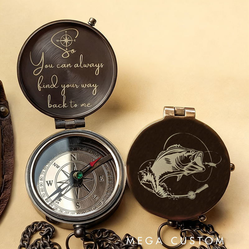 Personalized Fishing Gift Fishing Gifts for Men Engraved Compass Fisherman Gift Fishing Gift Christmas Present for Fisherman