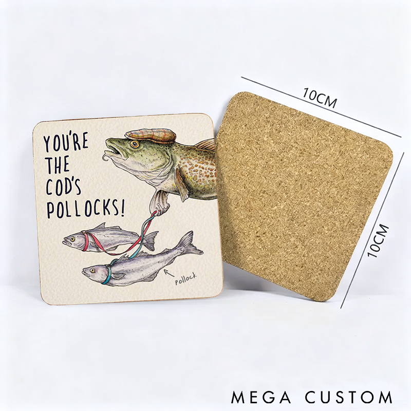 Personalized Funny Fishing Coaster Funny Drinks Coaster Funny Fishing Gift Fisherman Gift Perfect Gift for Fishing Lovers Protects Surfaces from Spills