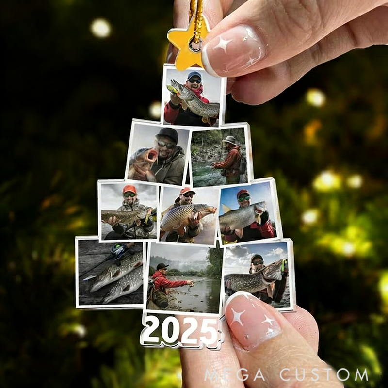 Personalized Fishing Photo Ornament Custom Photo Christmas Tree Decoration for Anglers Christmas Ornament Perfect Holiday Gift for Fishing Lovers