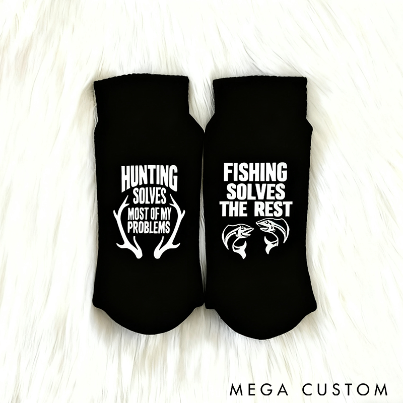 Personalized Funny Fishing and Hunting Socks Bird Hunting Men Novelty Socks Fisherman Boyfriend Husband Stocking Comfortable and Breathable Perfect Gift for Outdoor Enthusiasts and Sports Lovers
