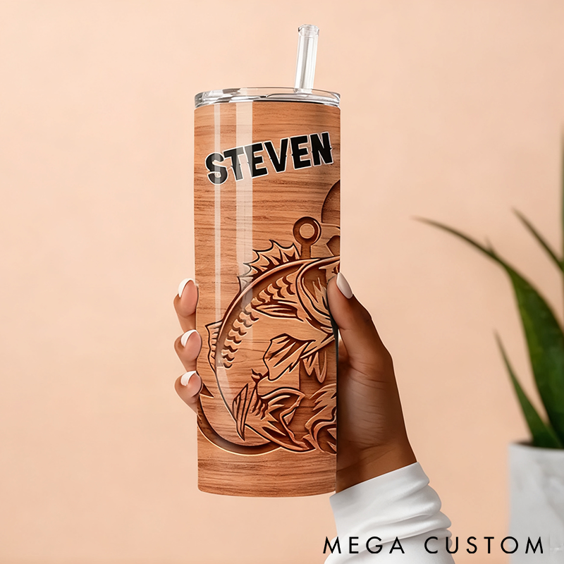 Personalized Fishing Tumbler Cup Custom Fishing Gift for Him Men Dad Grandpa Boyfriend Boy Fishermen Hunter Insulated Stainless Steel for Outdoor Adventures and Fishing Gifts