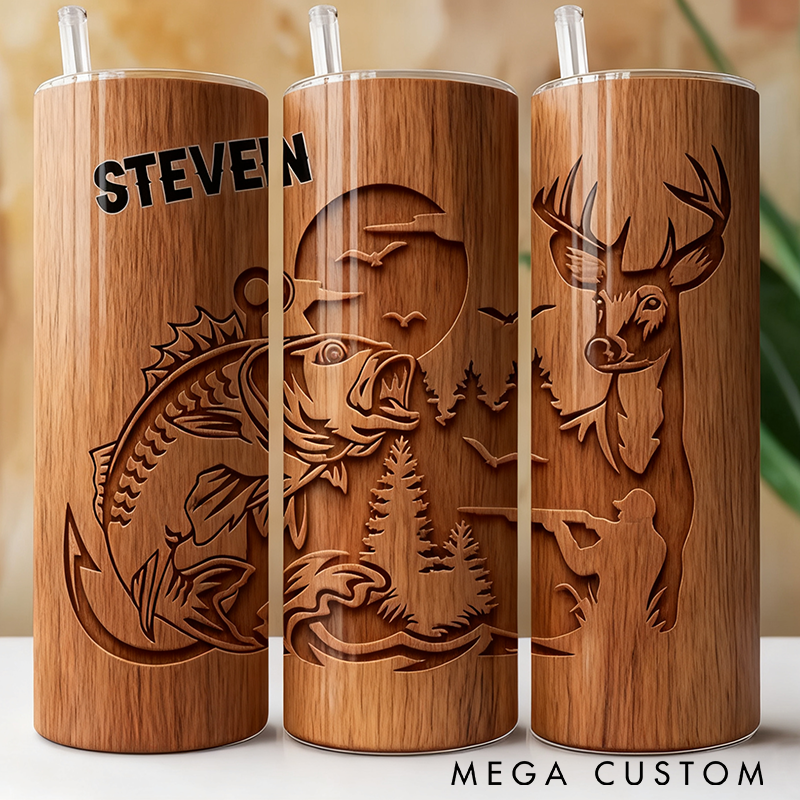 Personalized Fishing Tumbler Cup Custom Fishing Gift for Him Men Dad Grandpa Boyfriend Boy Fishermen Hunter Insulated Stainless Steel for Outdoor Adventures and Fishing Gifts