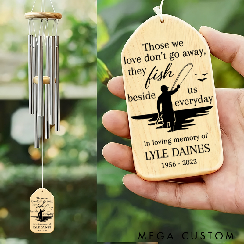Personalized Fishing Memorial Wind Chime Gone Fishing Memorial Gift Gone Fishing Sympathy Wind Chime Gift Tribute Gift for Fishing Enthusiasts Honor Loved Ones