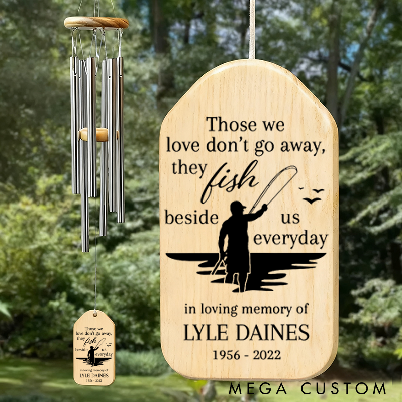 Personalized Fishing Memorial Wind Chime Gone Fishing Memorial Gift Gone Fishing Sympathy Wind Chime Gift Tribute Gift for Fishing Enthusiasts Honor Loved Ones