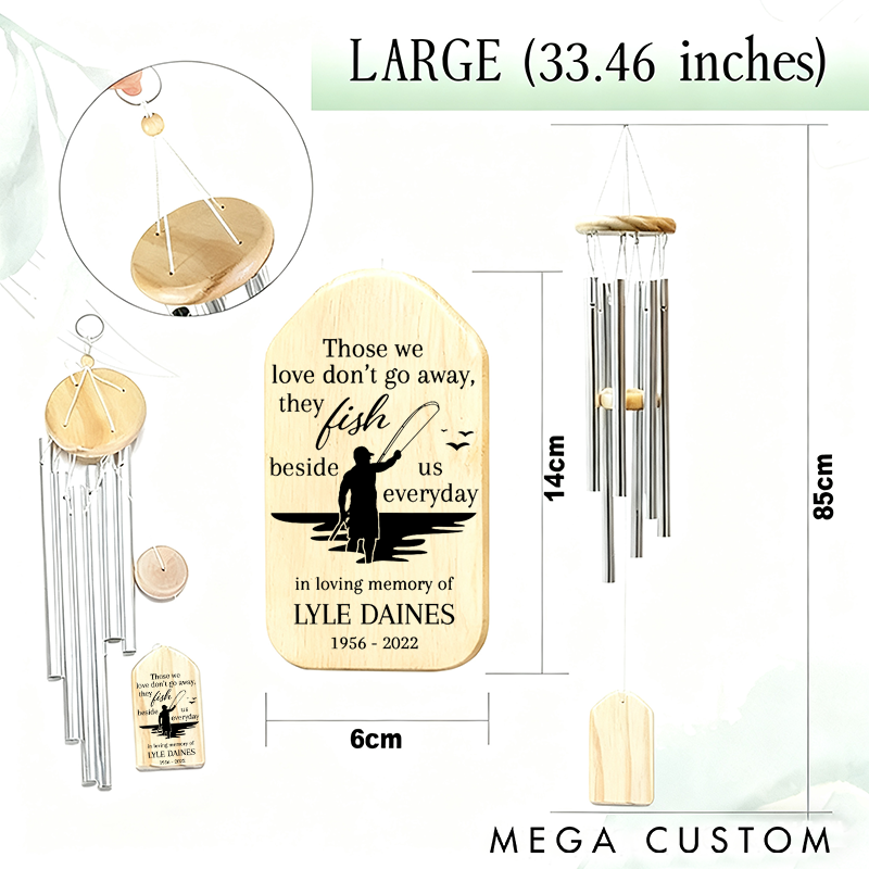 Personalized Fishing Memorial Wind Chime Gone Fishing Memorial Gift Gone Fishing Sympathy Wind Chime Gift Tribute Gift for Fishing Enthusiasts Honor Loved Ones