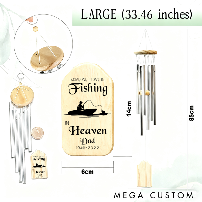 Personalized Fishing Memorial Wind Chime Fishing in Heaven Dad Memorial Wind Chime Tribute Gift for Loved Ones Perfect for Fishing Enthusiasts