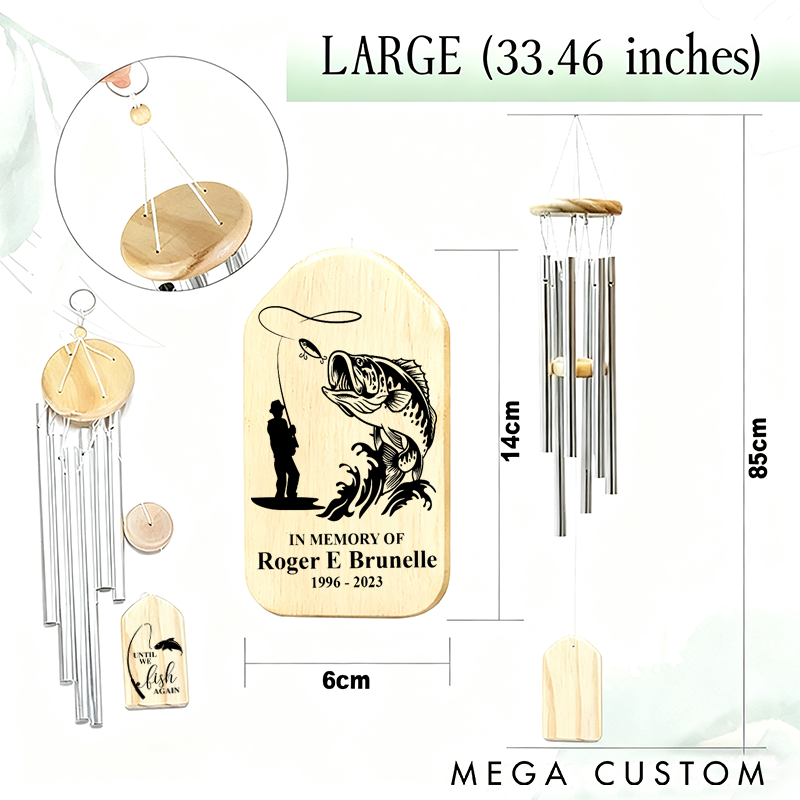 Personalized Fishing Memorial Wind Chime Fisherman Catching Fish Memorial Wind Chime Until We Fish Again Wind Chime Tribute Gift for Honoring Fishing Enthusiasts