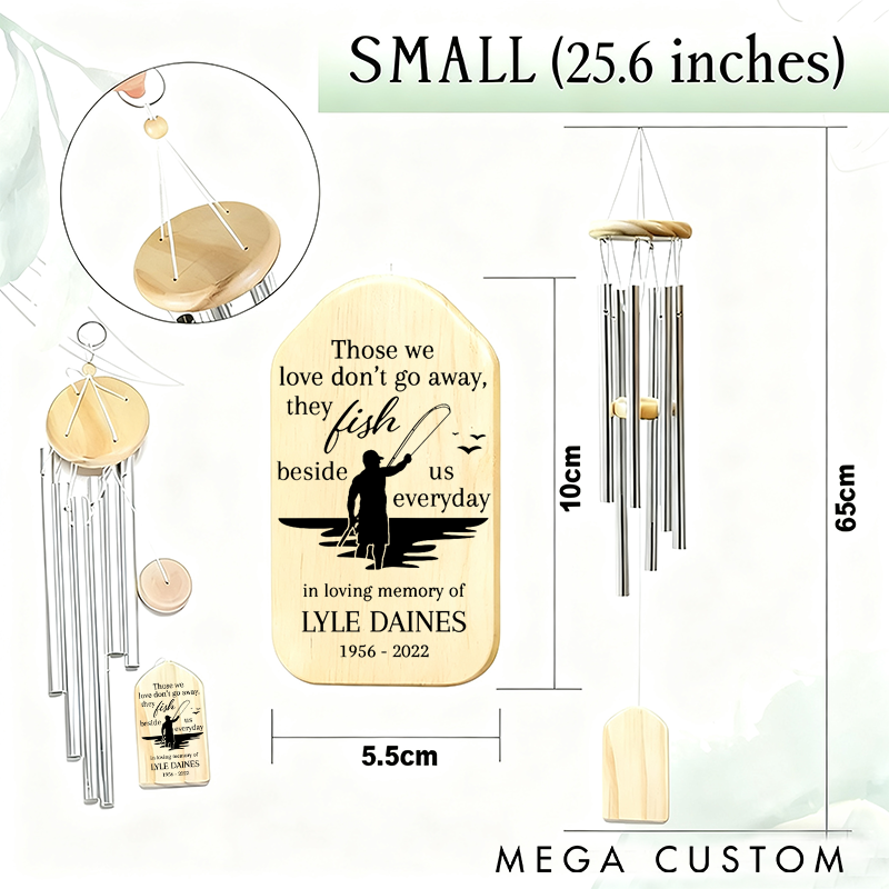 Personalized Fishing Memorial Wind Chime Gone Fishing Memorial Gift Gone Fishing Sympathy Wind Chime Gift Tribute Gift for Fishing Enthusiasts Honor Loved Ones