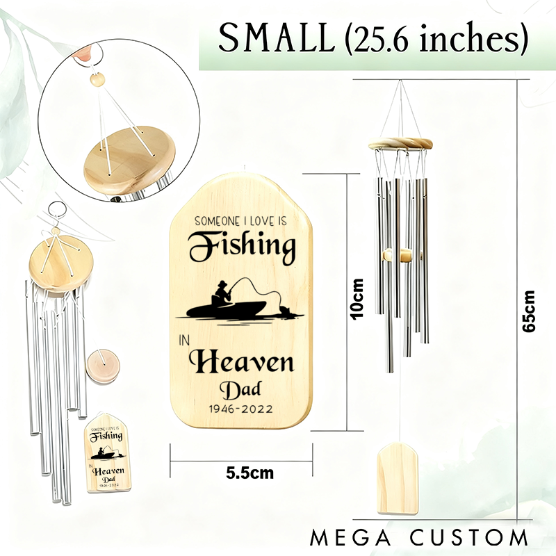 Personalized Fishing Memorial Wind Chime Fishing in Heaven Dad Memorial Wind Chime Tribute Gift for Loved Ones Perfect for Fishing Enthusiasts