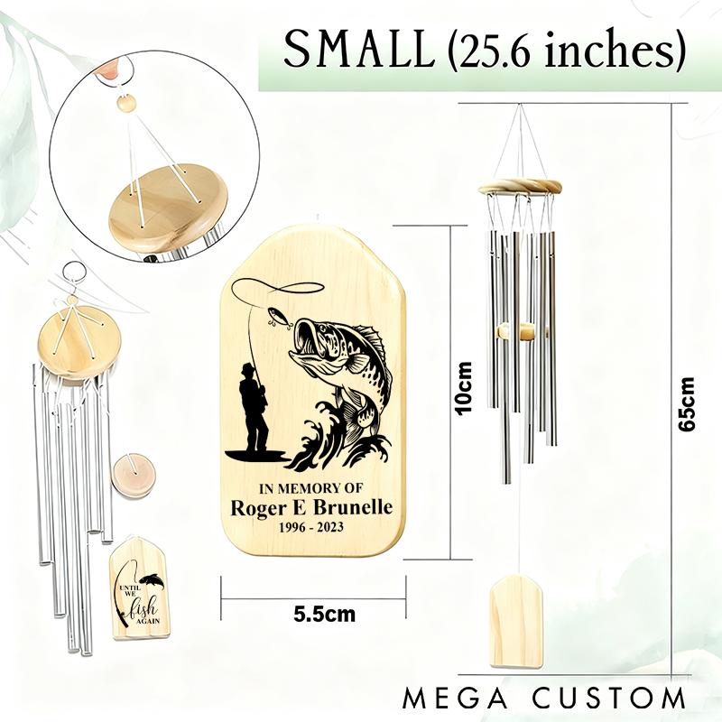Personalized Fishing Memorial Wind Chime Fisherman Catching Fish Memorial Wind Chime Until We Fish Again Wind Chime Tribute Gift for Honoring Fishing Enthusiasts