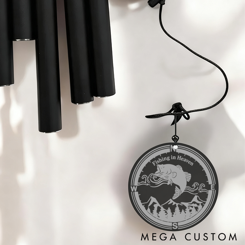 Personalized Fishing Memorial Wind Chime Memorial Gift Fishing in Heaven Wind Chime Perfect Tribute for Honoring Fishing Enthusiasts
