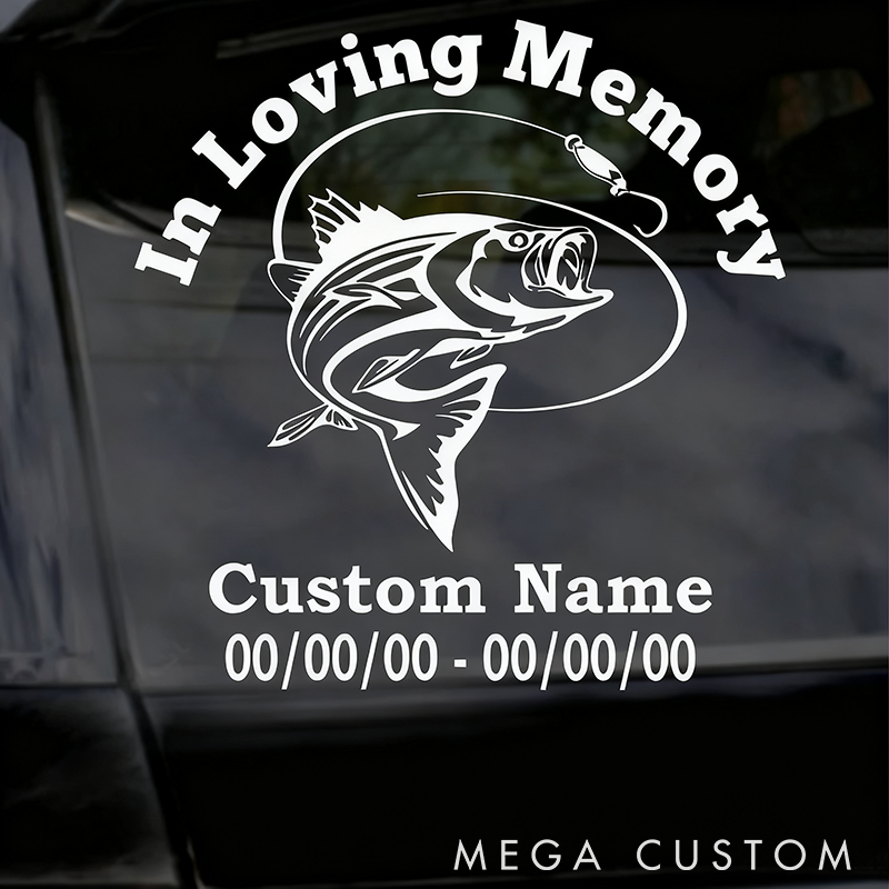 Personalized Fishing Memorial Sticker In Loving Memory Sticker Fisherman Memorial Car Decal Tribute for Fishing Enthusiasts