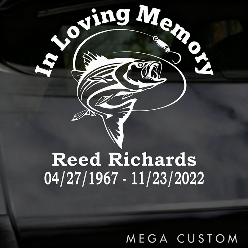 Personalized Fishing Memorial Sticker In Loving Memory Sticker Fisherman Memorial Car Decal Tribute for Fishing Enthusiasts