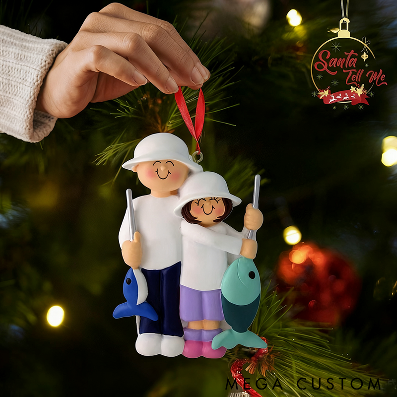 Personalized Fishing Ornament Fishing Christmas Ornament Custom Names and Year Christmas Ornament Perfect Gift for Fishing Couples or Families