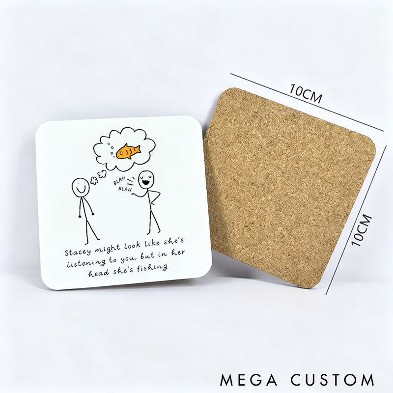 Personalized Fishing Coaster Funny Thinking About Fishing Coaster Funny Gift Birthday Gift Anniversary Gift Father's Day Gift Perfect Gift for Fishing Enthusiasts and Home Decor