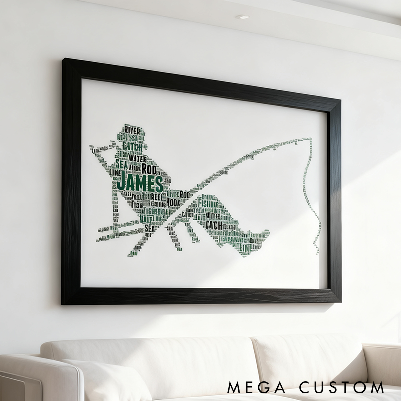 Personalised Fishing Poster Funny Fishing Wall Art Poster Great Fathers Day Gift for Dad Fisherman Gift Fish Wall Art