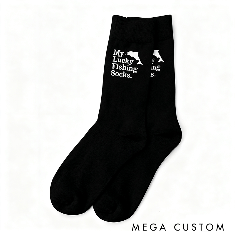 Personalised Lucky Fishing Socks Lucky Fishing Socks for Men Dad Grandad Him Fisherman Cotton Socks for Fishermen and Outdoor Adventures