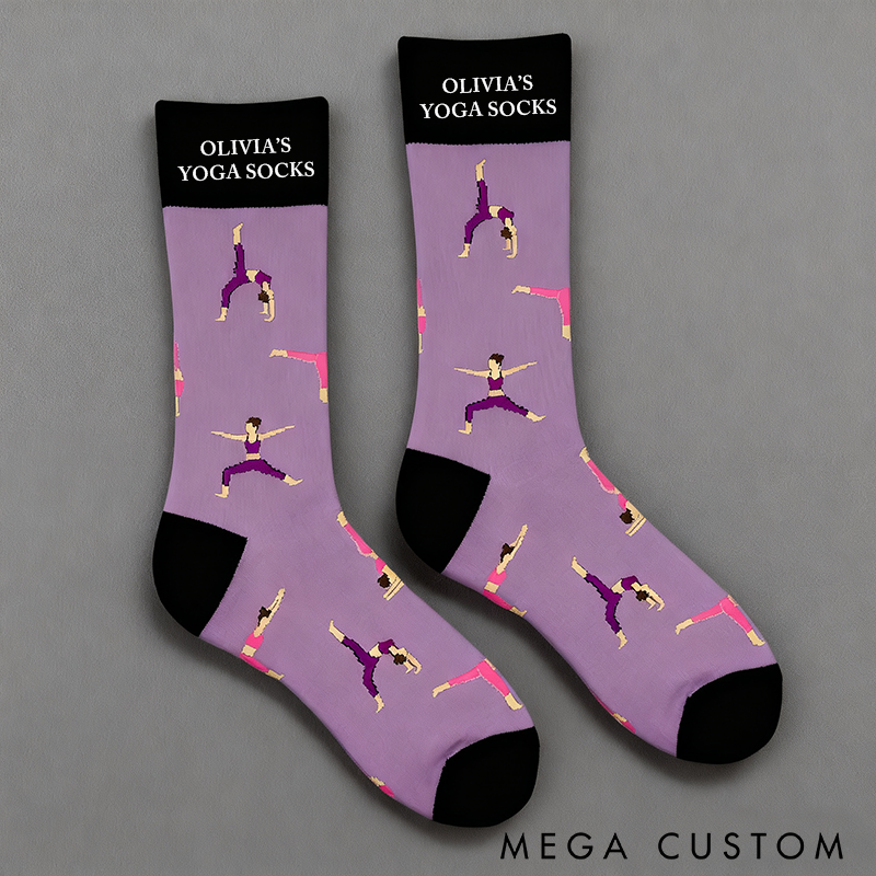 Personalized Yoga Socks Yoga Novelty Socks Womans Yoga Gift with Yoga Pose Design Perfect for Yoga Enthusiasts and Daily Comfort
