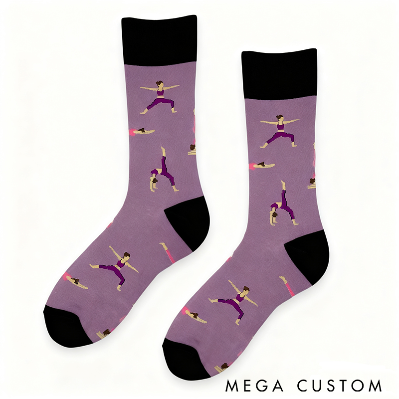Personalized Yoga Socks Yoga Novelty Socks Womans Yoga Gift with Yoga Pose Design Perfect for Yoga Enthusiasts and Daily Comfort