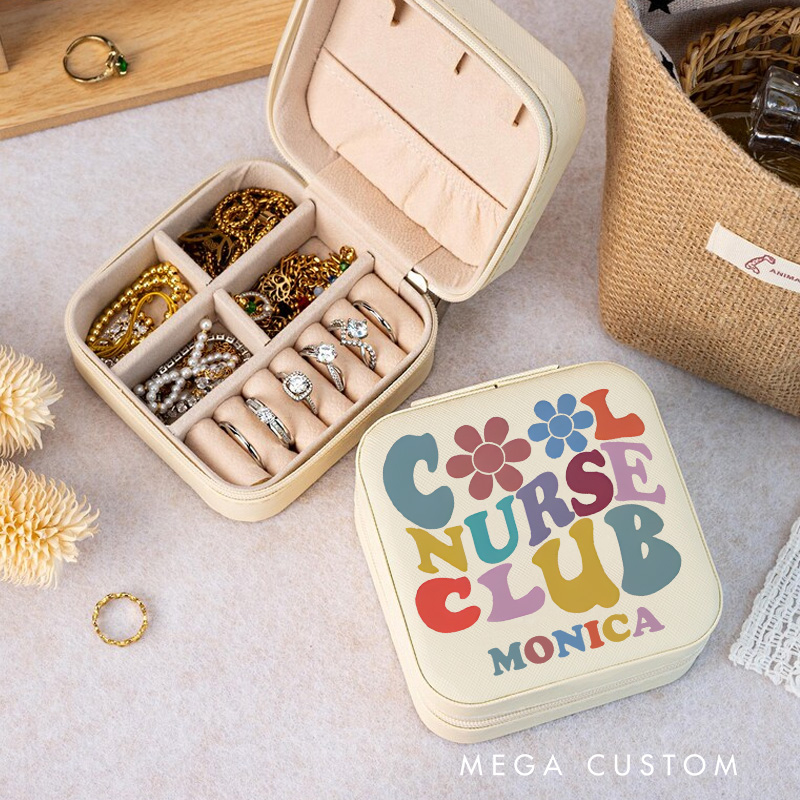 Personalized Jewelry Box for Nurse Custom Cool Nurse Club Design Travel Jewelry Box Nurse Appreciation Gift 