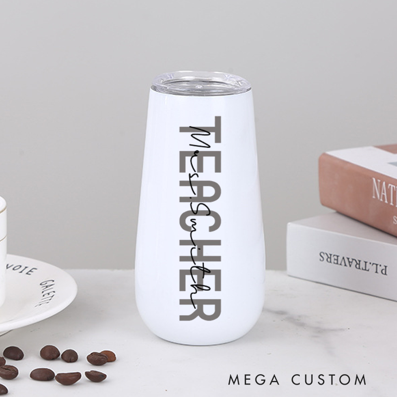 Personalized Champagne Tumbler for Teacher Stainless Stee Tumbler with Lid Teacher Appreciation Gift