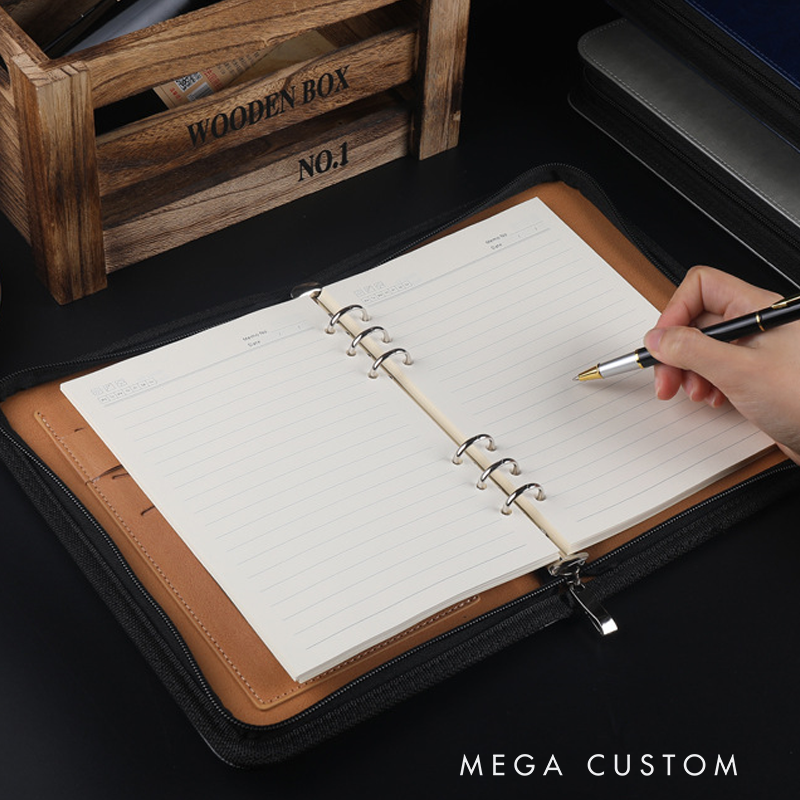 Personalized Teacher Notebook A5 PU Leather Zipper Notebook Pencil Design Teacher Appreciation Gift