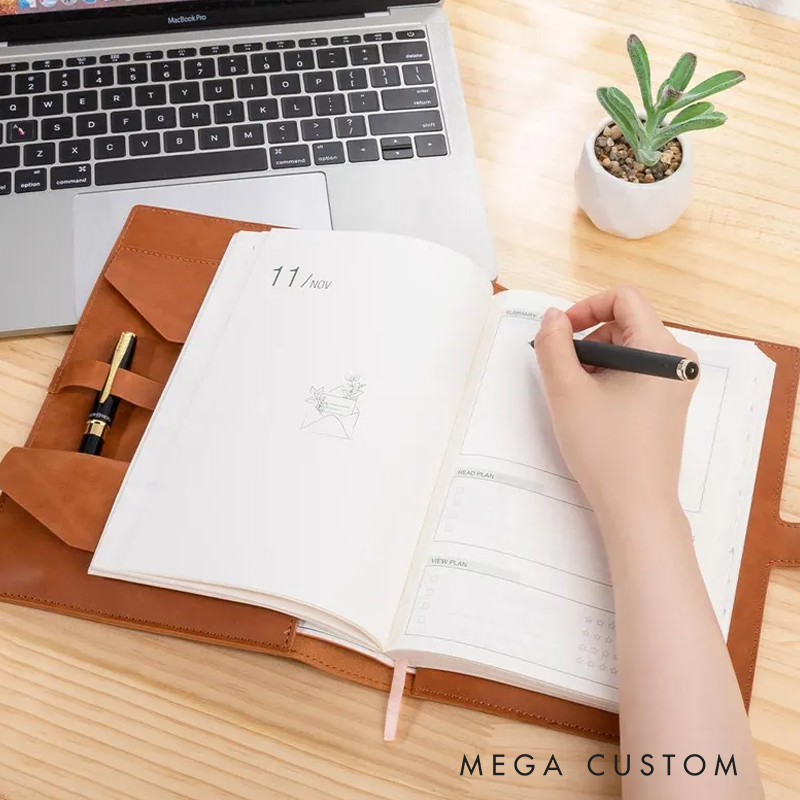 Personalized Teacher A5 Leather Notebook Cover with Pocket Colorful Teaching Design Appreciation Gift for Teachers