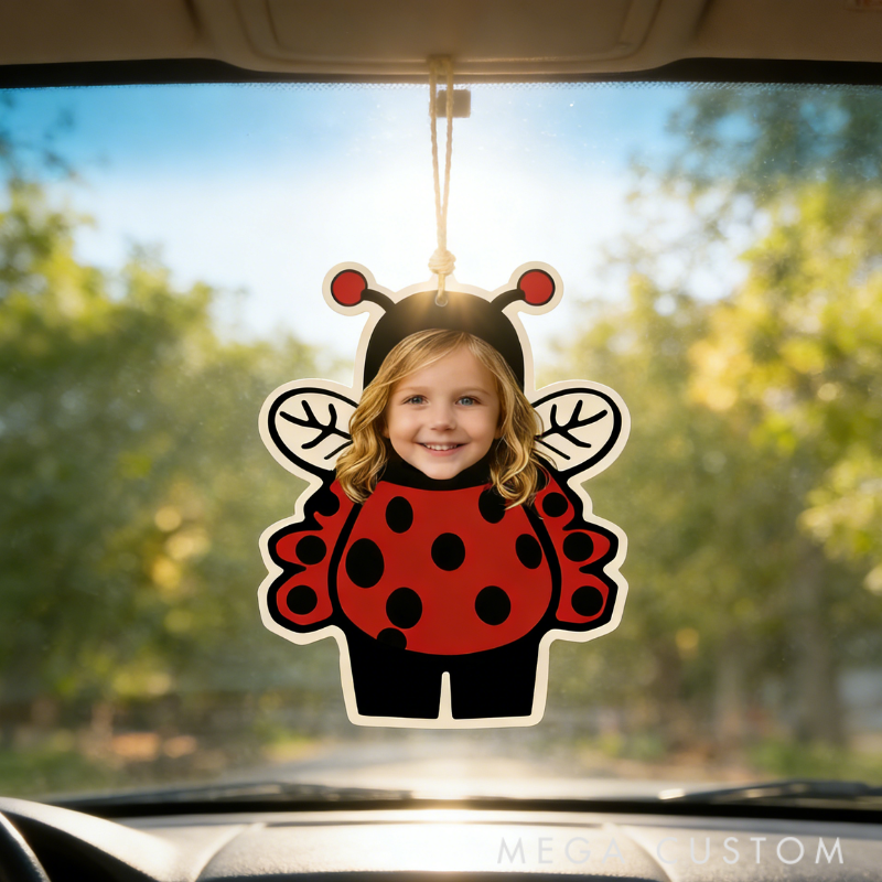 Personalized Cute Insect Theme Car Freshener Custom Photo Holiday Gift Choice Scented Decor for Kids